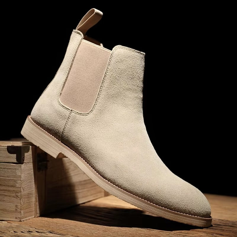 Caden - Men's Suede Chelsea Boots with Elastic Side Panels