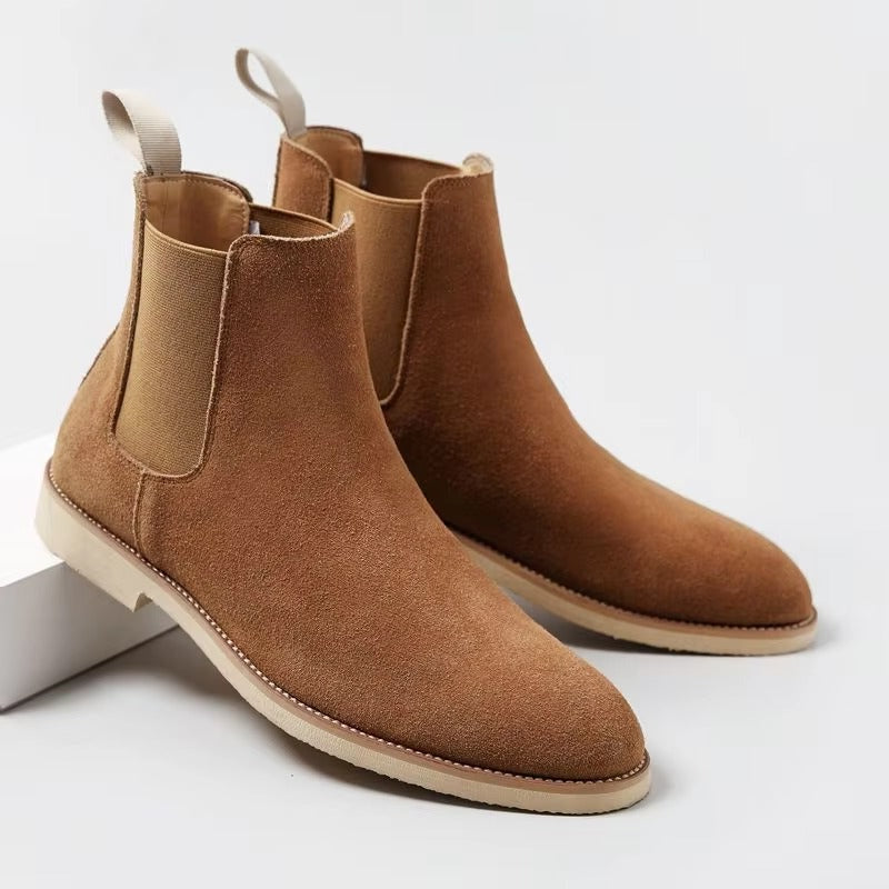 Caden - Men's Suede Chelsea Boots with Elastic Side Panels
