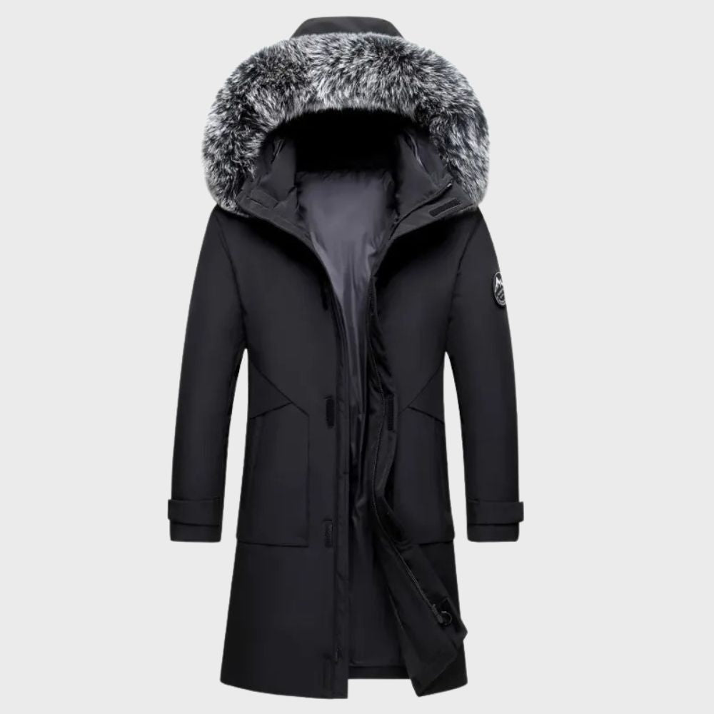Caden - Men's Winter Waterproof Parka Coat with Faux Fur Trim