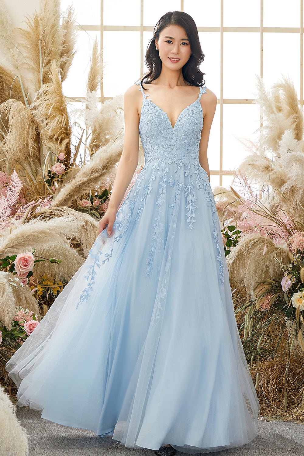 Callista - Women's Elegant Lace Embellished Maxi Dress