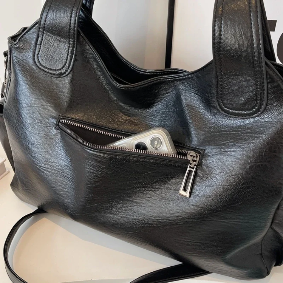Callista - Women's Oversized Shoulder Bag with Zipper Details