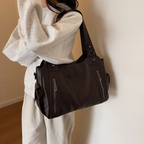 Callista - Women's Oversized Shoulder Bag with Zipper Details
