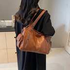 Callista - Women's Oversized Shoulder Bag with Zipper Details
