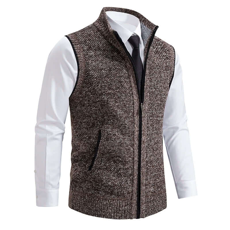 Callum - Men's Classic Knitted Zip-Up Waistcoat