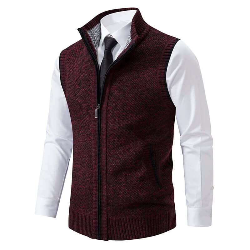 Callum - Men's Classic Knitted Zip-Up Waistcoat