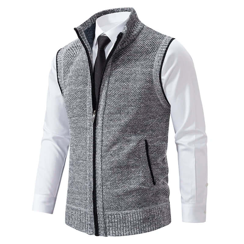 Callum - Men's Classic Knitted Zip-Up Waistcoat