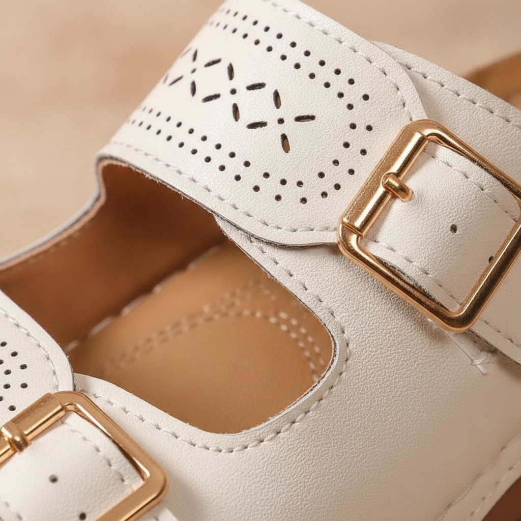 Celeste - Women's Casual Wedge Sandals with Buckle Detail