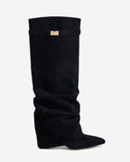Celeste - Women's Elegant Knee High Boots with Buckle Detail