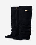 Celeste - Women's Elegant Knee High Boots with Buckle Detail
