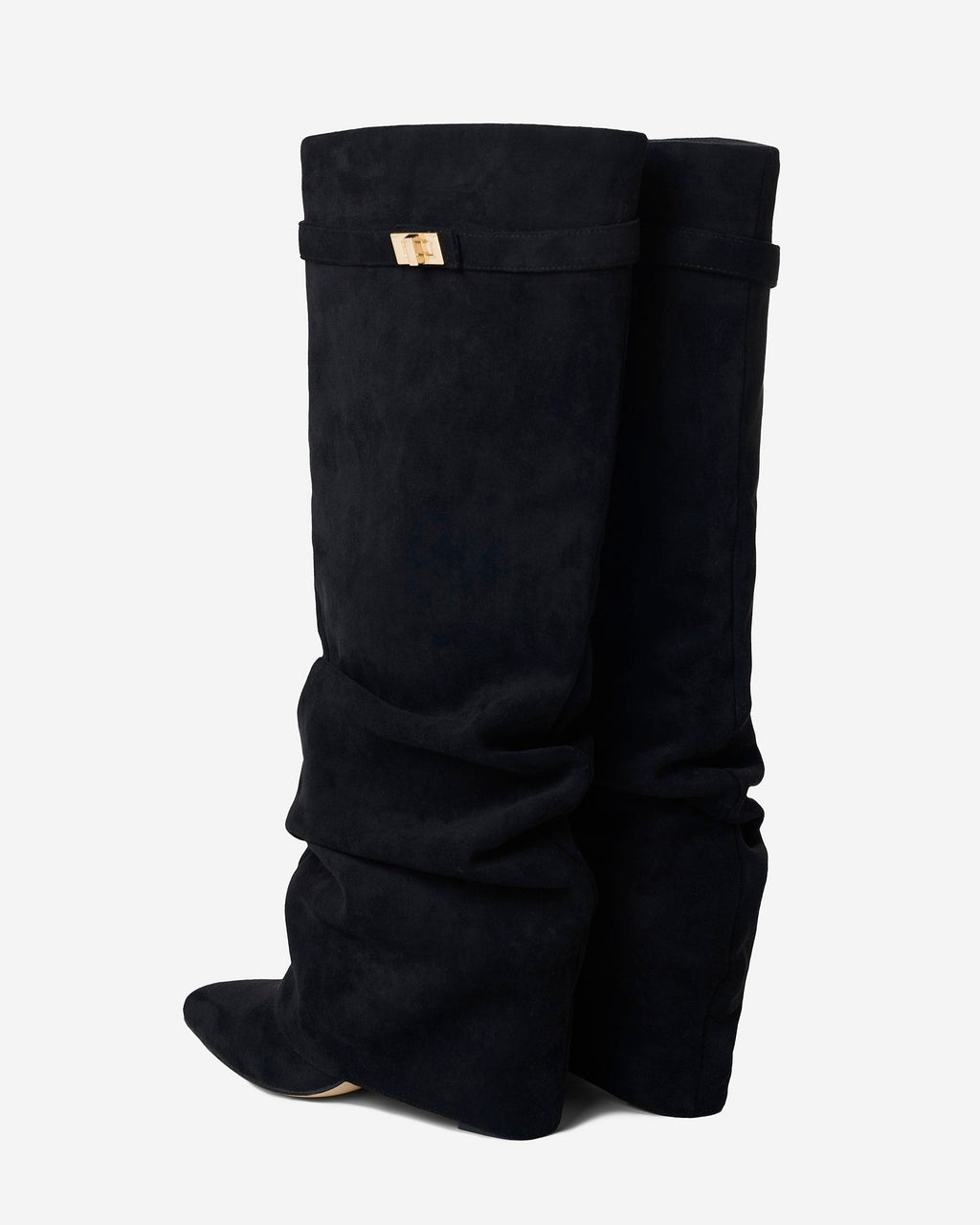 Celeste - Women's Elegant Knee High Boots with Buckle Detail