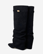 Celeste - Women's Elegant Knee High Boots with Buckle Detail