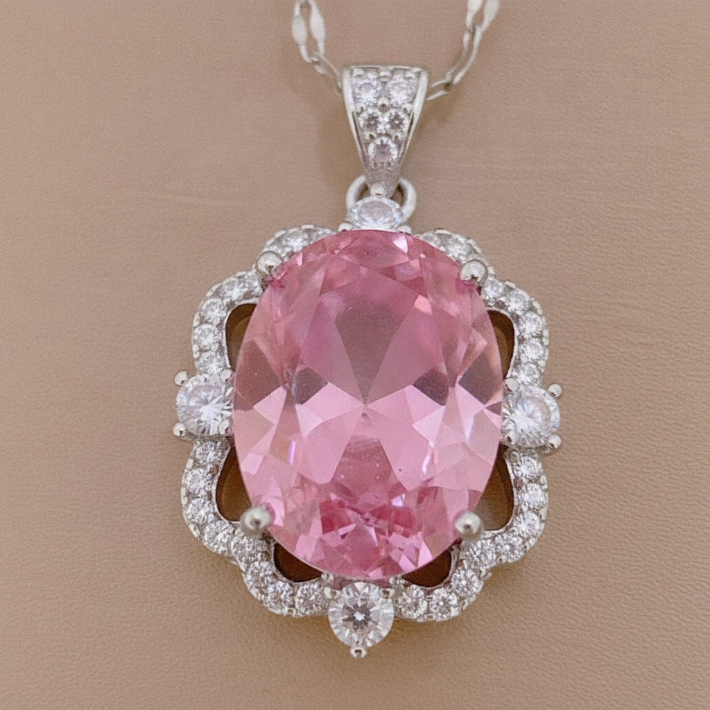 Celeste - Women's Elegant Pink Crystal Necklace
