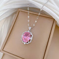 Celeste - Women's Elegant Pink Crystal Necklace