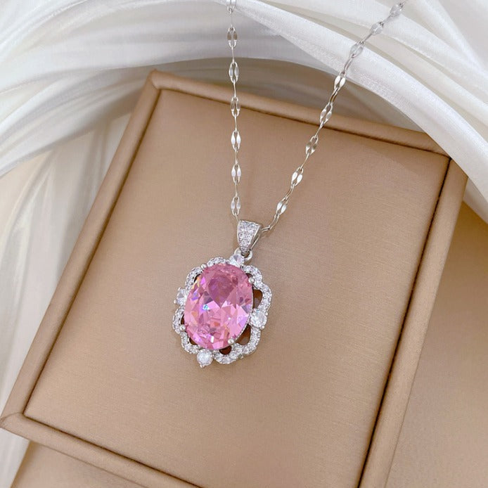 Celeste - Women's Elegant Pink Crystal Necklace