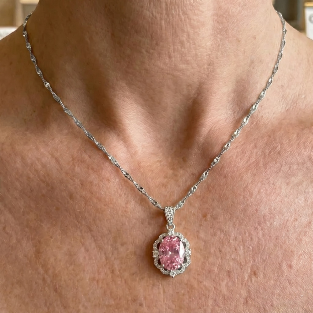 Celeste - Women's Elegant Pink Crystal Necklace