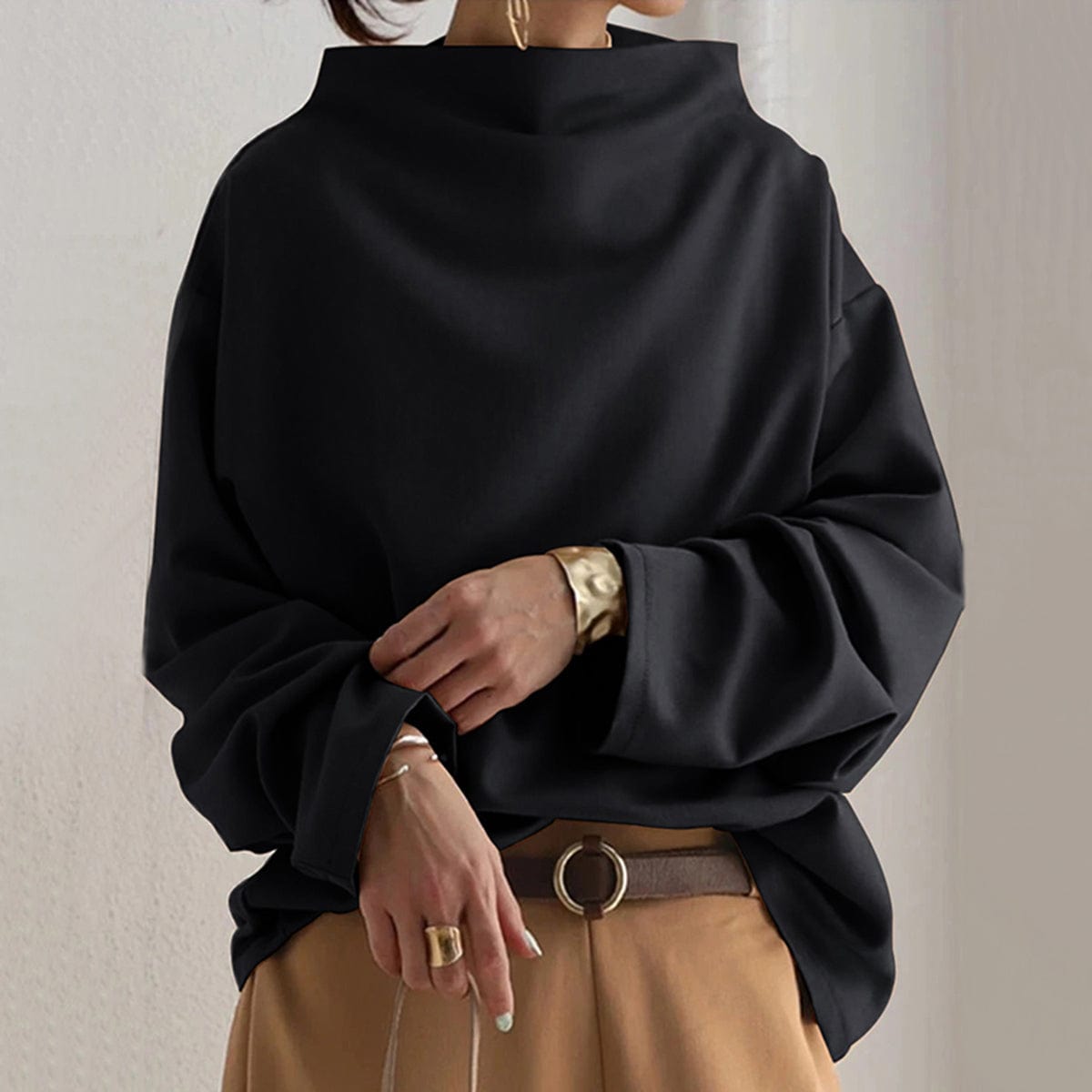 Celeste - Women's Warm Oversized Neck Blouse