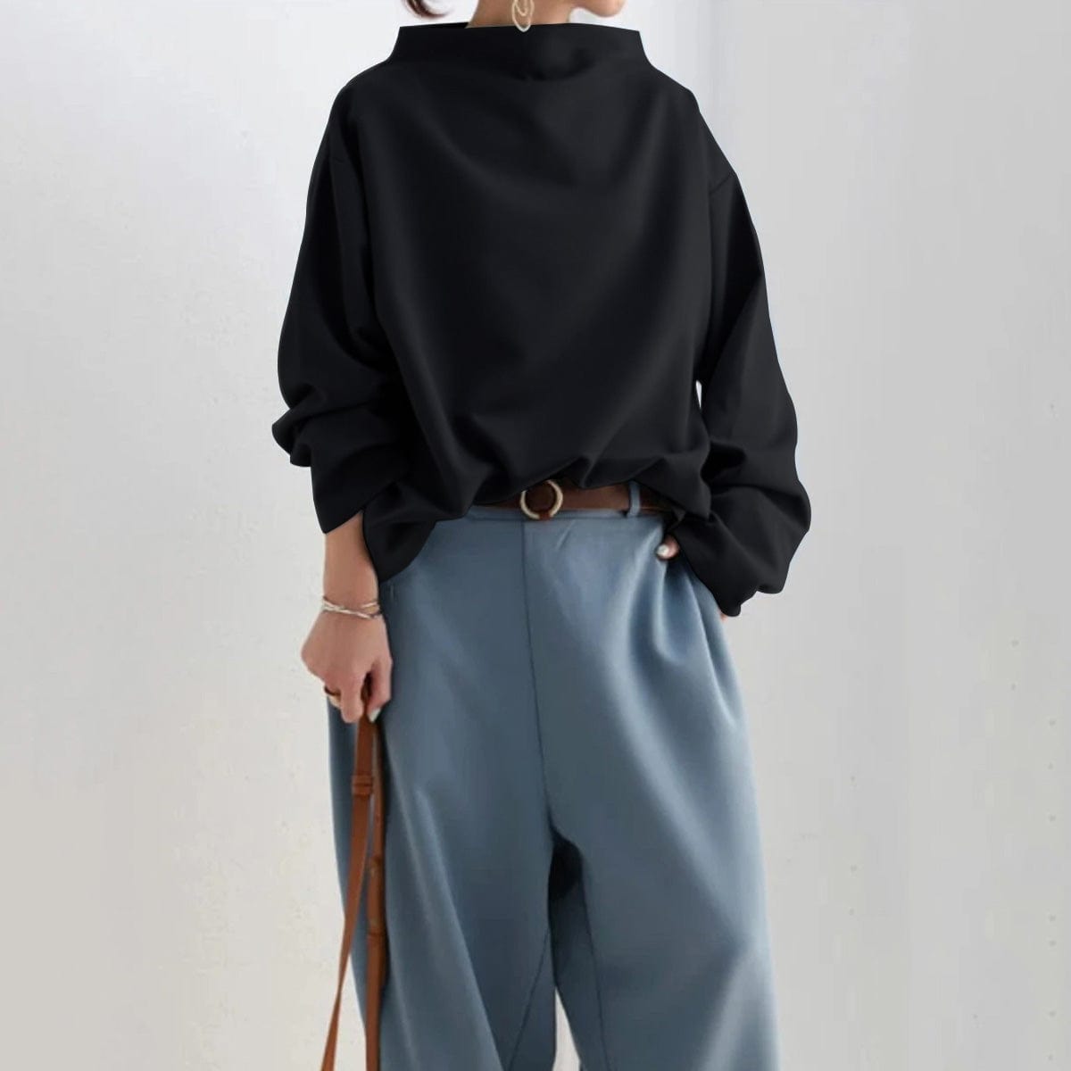 Celeste - Women's Warm Oversized Neck Blouse