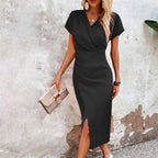 Cleo - Women's Elegant Wrap Midi Dress