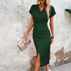 Cleo - Women's Elegant Wrap Midi Dress