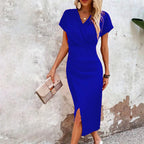 Cleo - Women's Elegant Wrap Midi Dress