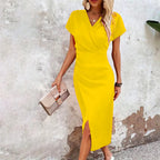 Cleo - Women's Elegant Wrap Midi Dress
