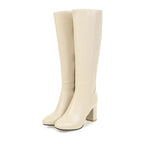 Cleo - Women's Sleek Knee High Block Heel Boots