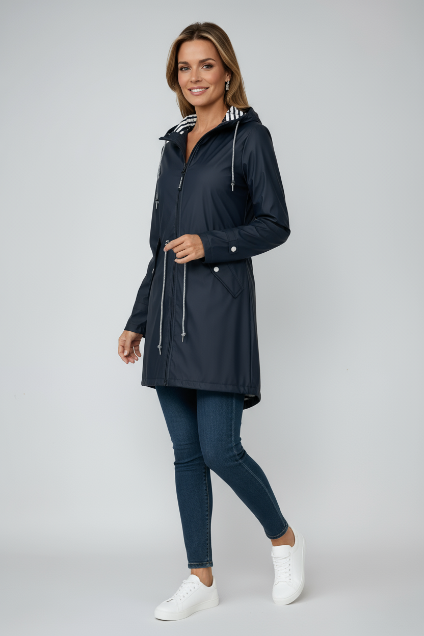 Cressida - Women's Waterproof Hooded Jacket with Stripe Lining