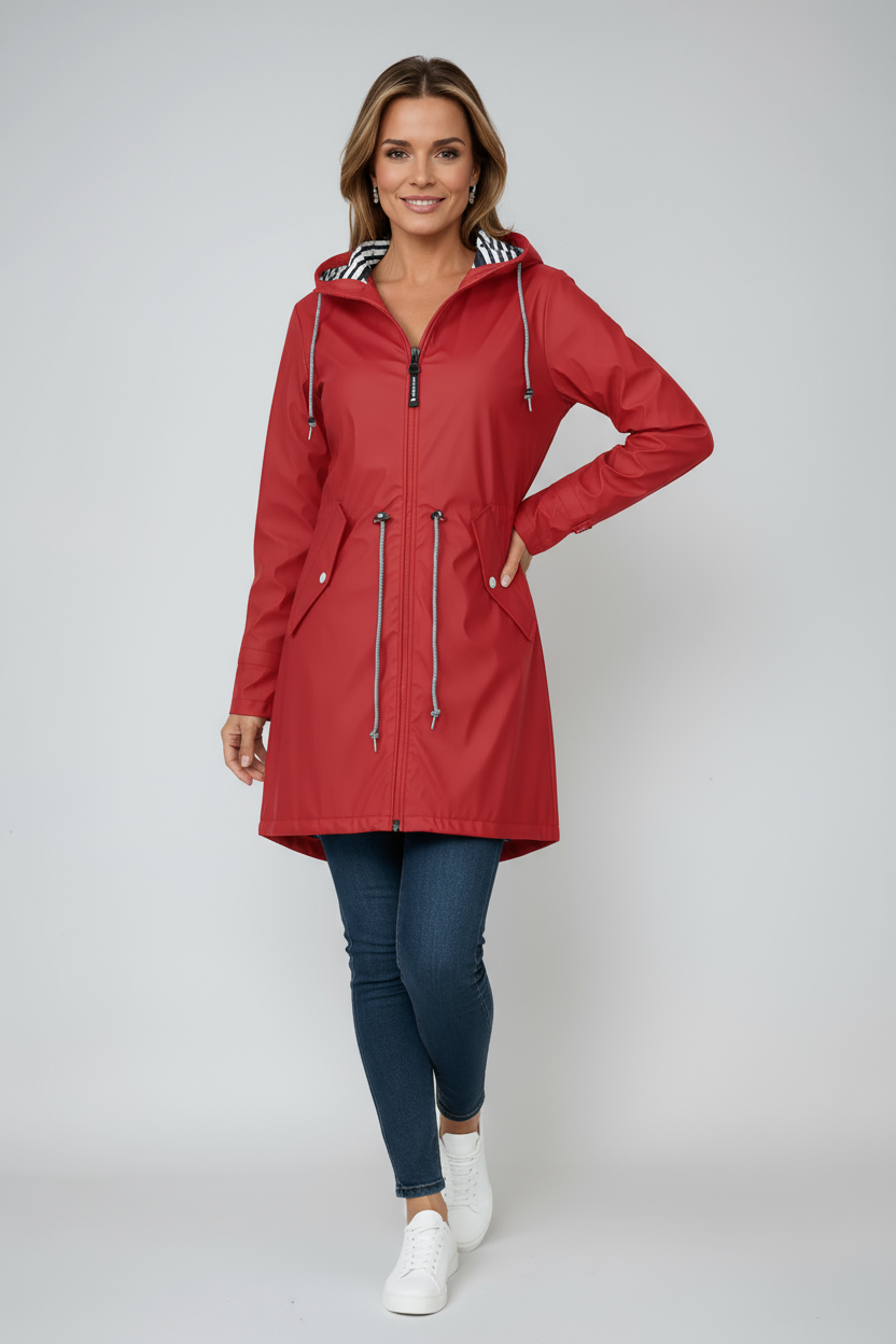 Cressida - Women's Waterproof Hooded Jacket with Stripe Lining