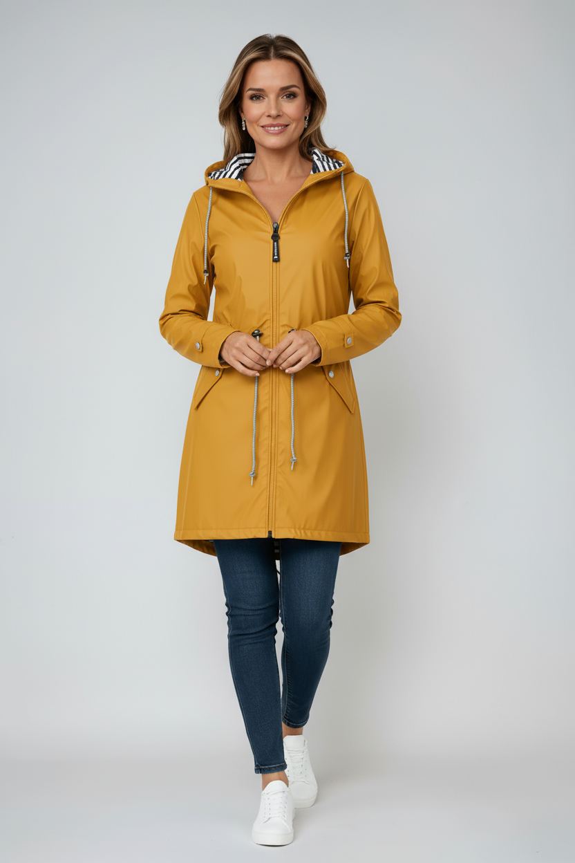 Cressida - Women's Waterproof Hooded Jacket with Stripe Lining