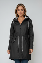 Cressida - Women's Waterproof Hooded Jacket with Stripe Lining
