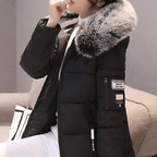 Daphne - Women's Chic Longline Puffer Coat with Faux Fur Hood