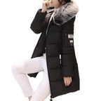 Daphne - Women's Chic Longline Puffer Coat with Faux Fur Hood