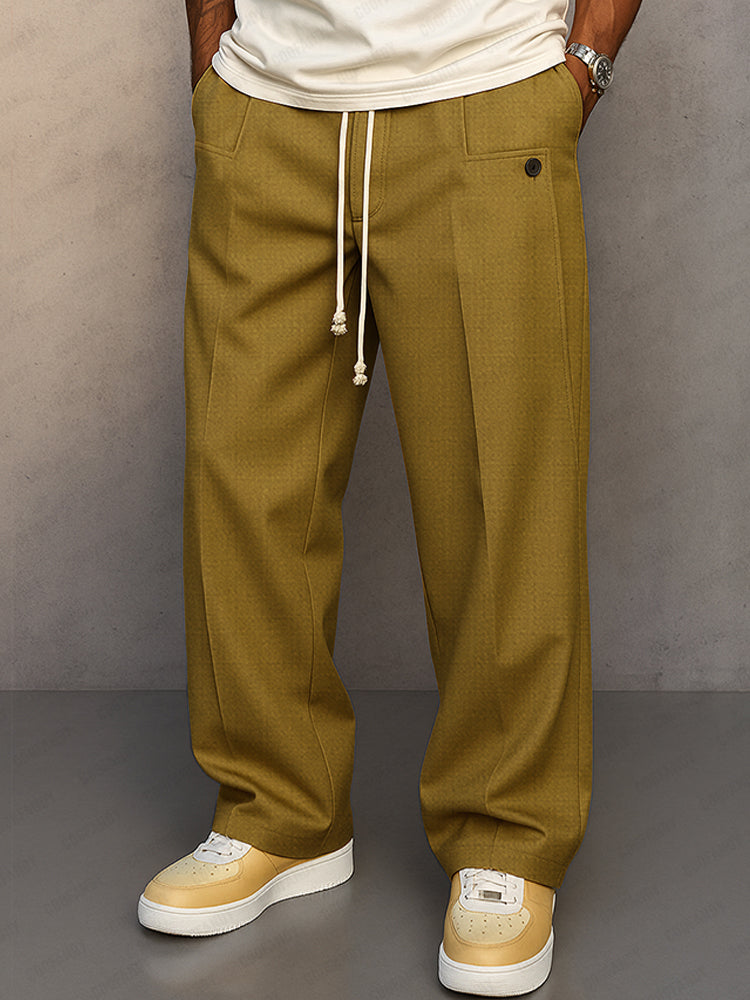 Declan - Men's Casual Wide Leg Trousers with Drawstring