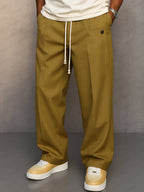 Declan - Men's Casual Wide Leg Trousers with Drawstring