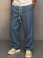 Declan - Men's Casual Wide Leg Trousers with Drawstring