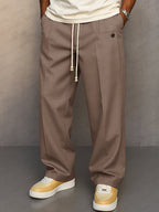 Declan - Men's Casual Wide Leg Trousers with Drawstring