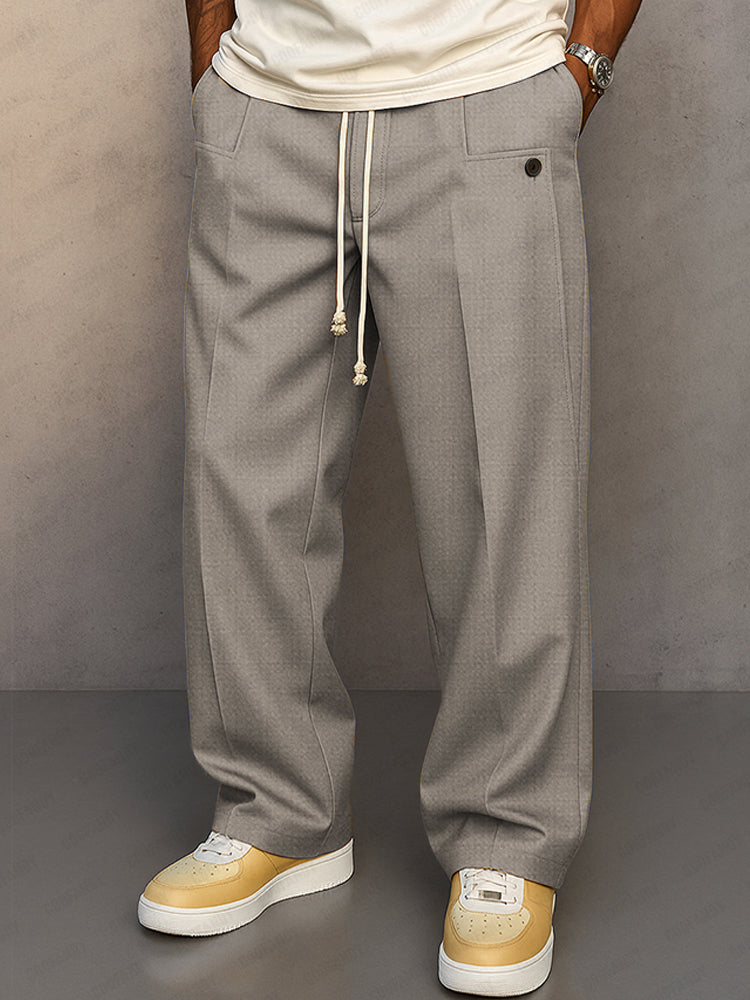 Declan - Men's Casual Wide Leg Trousers with Drawstring