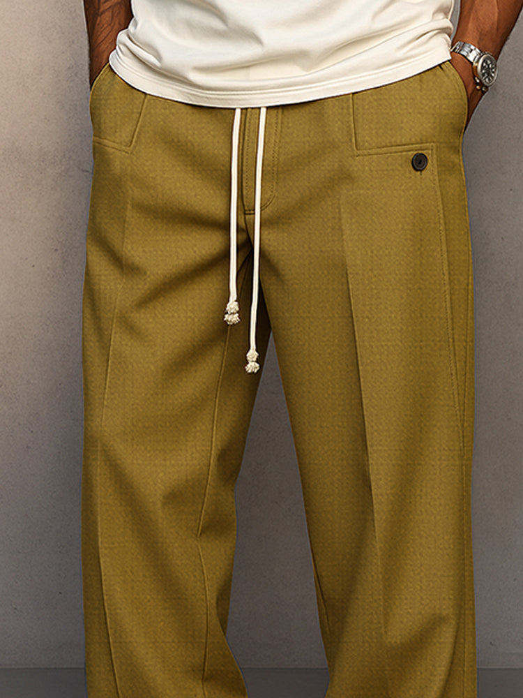 Declan - Men's Casual Wide Leg Trousers with Drawstring