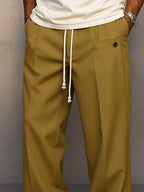 Declan - Men's Casual Wide Leg Trousers with Drawstring