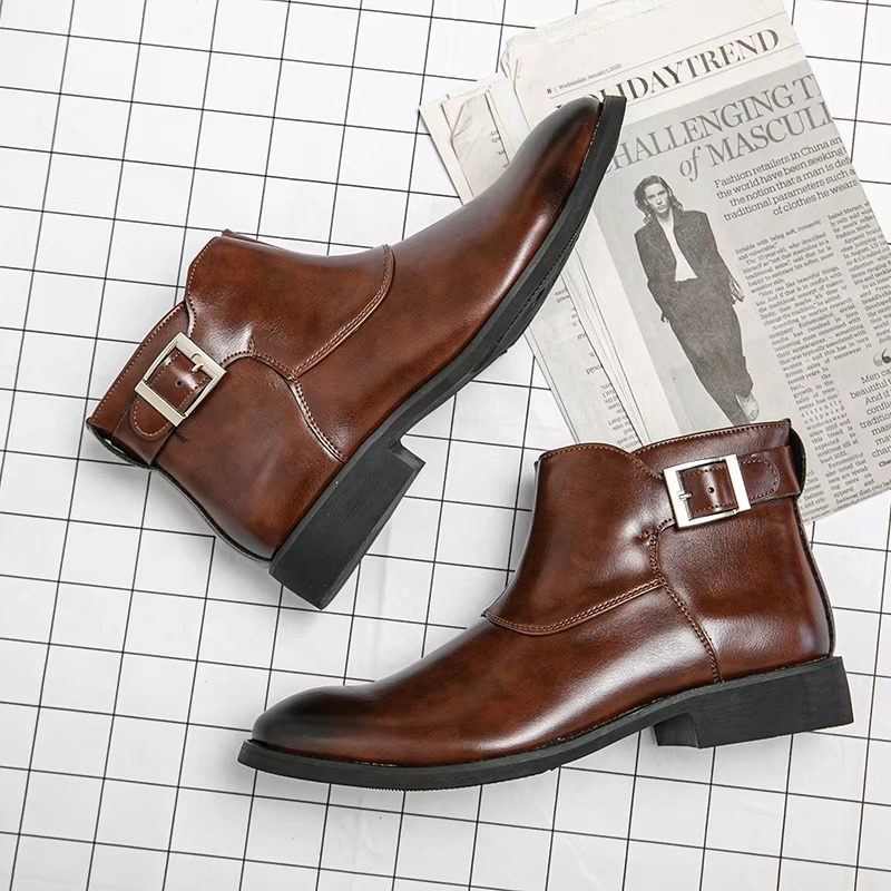 Declan - Men's Classic Chelsea Boots with Buckle Detail