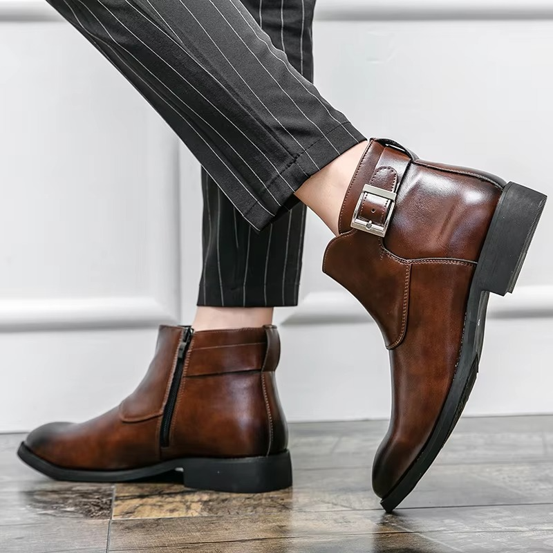 Declan - Men's Classic Chelsea Boots with Buckle Detail