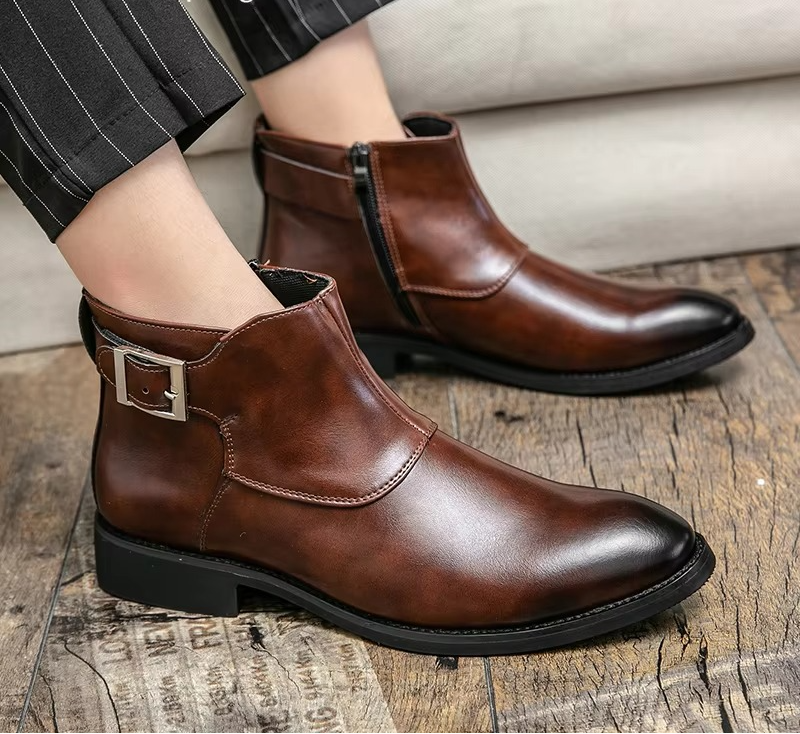 Declan - Men's Classic Chelsea Boots with Buckle Detail