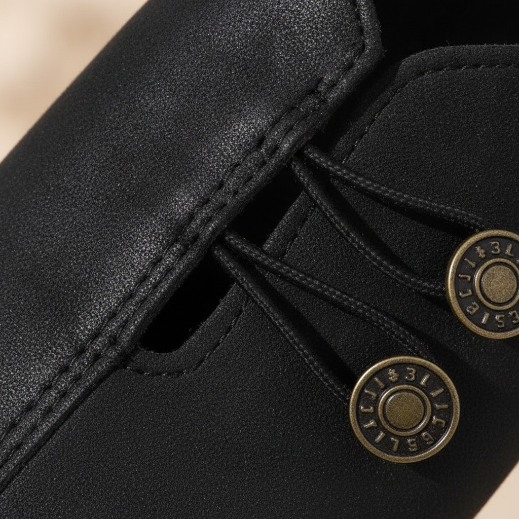 Eira - Women's Classic Slip-On Loafers with Button Detail