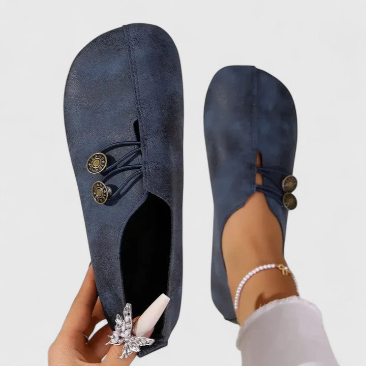 Eira - Women's Classic Slip-On Loafers with Button Detail
