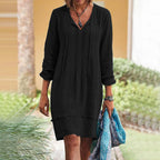 Elara - Women's Casual Long Sleeve Midi Dress