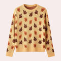 Elara - Women's Cosy Knitted Jumper with Autumn Leaf Pattern