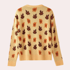 Elara - Women's Cosy Knitted Jumper with Autumn Leaf Pattern