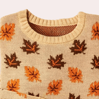 Elara - Women's Cosy Knitted Jumper with Autumn Leaf Pattern
