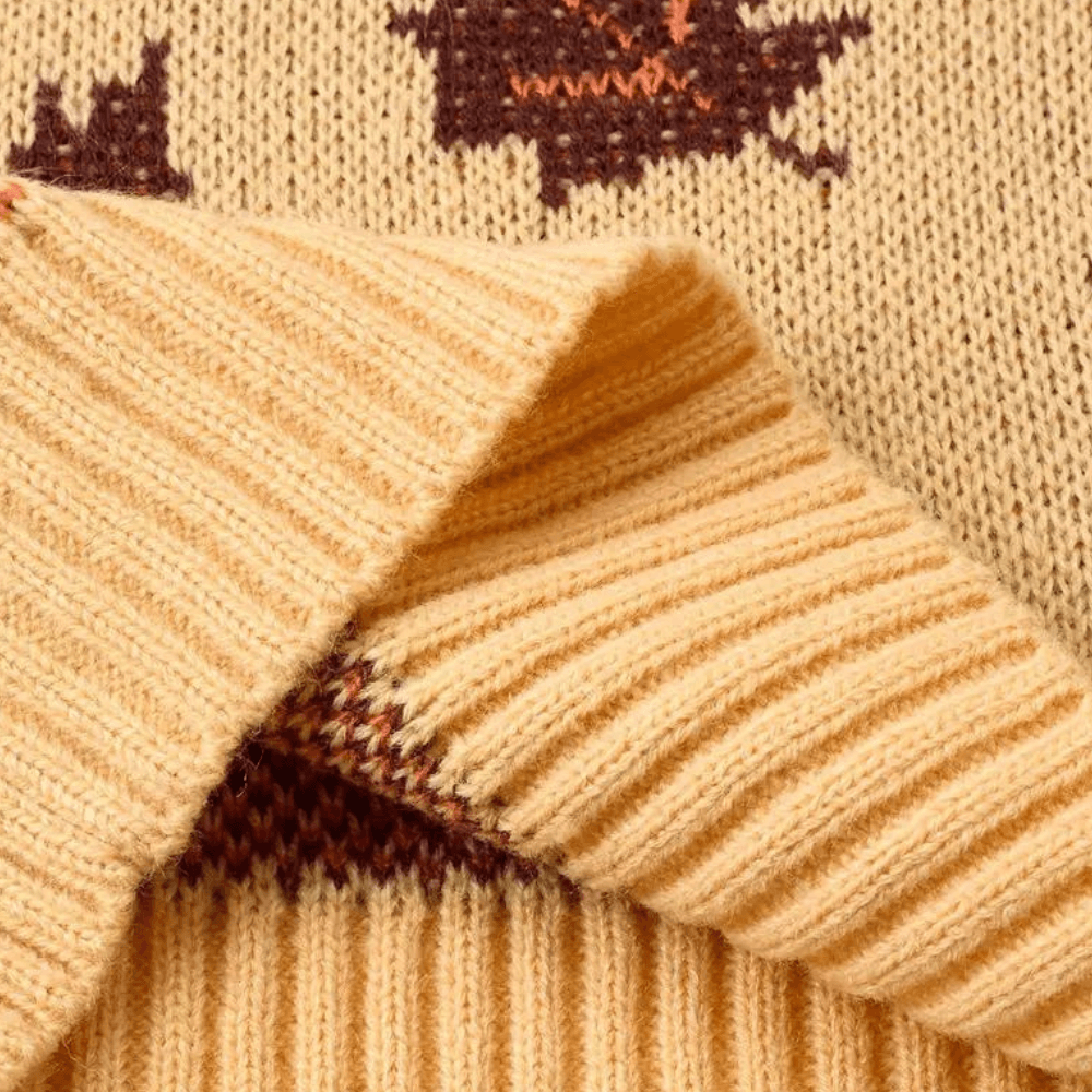 Elara - Women's Cosy Knitted Jumper with Autumn Leaf Pattern