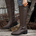 Elara - Women's Knee High Boots with Buckle Detail